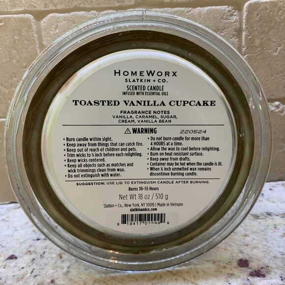 HomeWorx by Harry Slatkin Toasted Vanilla Cupcake Scented 4-Wick Candle 18oz - Picture 4 of 4